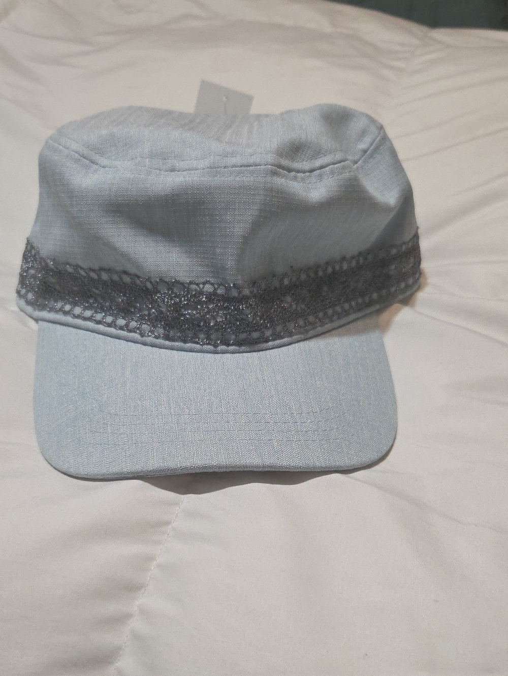Capelli of New York Light Blue Womens Cap with Decorative Silver Trim